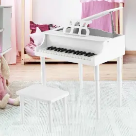 MU10035WH COSTWAY Children Great Wooden Piano Toy Bench Music #2