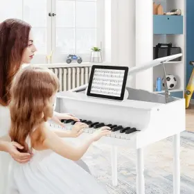 MU10035WH COSTWAY Children Great Wooden Piano Toy Bench Music #3