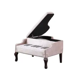 469437 HOMEROOTS Velour Baby Piano Storage Bench #2