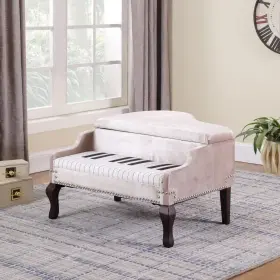 469437 HOMEROOTS Velour Baby Piano Storage Bench #3