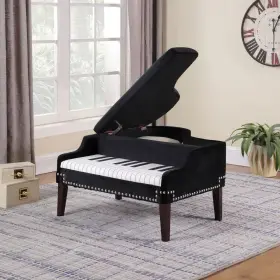 469438 HOMEROOTS Velour Baby Piano Storage Bench #3