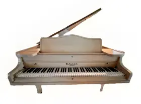 Knabe Wg54 Wm. &co. Baby Grand Piano-satin Ivory Woodgrain Finish-matching Bench