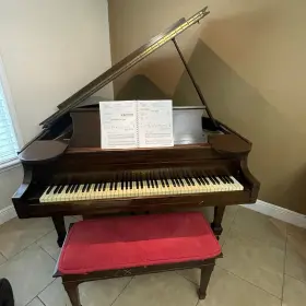 Kranich & Bach 65879 Vintage And Baby Grand Piano With Matching Bench Mahogany Serial Kranich & Bach 65879 Vintage And Baby Grand Piano With Matching Bench Mahogany Serial