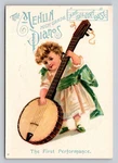 Mehlin Pianos Girl Guitar Minneapolis New York Trade Card P702. Fixed Price $6.07.