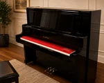 Kawai Us-55 Professional Japanese Upright Grand Piano Polished Ebony. Fixed Price $15240.00.