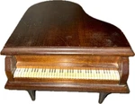 Vtg Reuge Baby Grand Piano Wood Music Box - Switzerland, Love Story. Fixed Price $80.00.