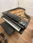 Young Chang G-208 Baby Grand Piano Ebony Black, 88 Keys, 3 Pedals, Wheels. Fixed Price $3500.00.