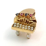Solid 14k Gold Baby Grand Piano Pearl Natural Ruby Sapphire Charm Pendant. Fixed Price $1187.50.