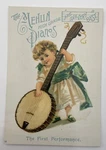 Mehlin Pianos Trade Card Banjo Girl The First Performance Upright Grand Piano. Fixed Price $14.95.