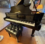 Schimmel 5 10 Model 174t Grand Piano Polished Ebony & Bench, 1980s West Germany. Fixed Price $9800.01.