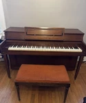 Whitney By Kimball Upright Spinet Piano Walnut Finish 88-key W/ Bench. Fixed Price $300.00.