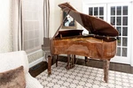 Polished Walnut Baby Grand Piano By Sojin Dg-1. Fixed Price $9950.00.