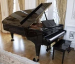 Stunning Showroom Ready Schimmel Model 256 Grand Piano Polished Ebony Made 1992. Fixed Price $52500.00.